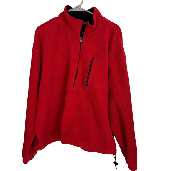 Timberland Jacket Men's Red  1/4 Zip Long Sleeve Fleece Sz XL - Picture 1 of 9